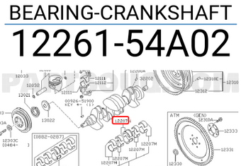Nissan 1226154A02 BEARING-CRANKSHAFT