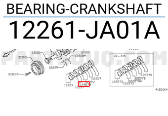 Nissan 12261JA01A BEARING-CRANKSHAFT
