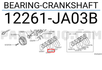 Nissan 12261JA03B BEARING-CRANKSHAFT