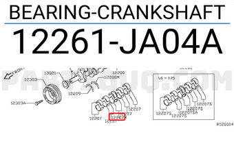 Nissan 12261JA04A BEARING-CRANKSHAFT