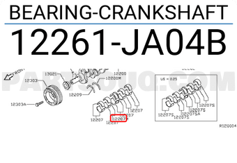 Nissan 12261JA04B BEARING-CRANKSHAFT