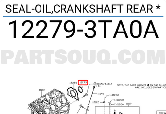 Nissan 122793TA0A SEAL-OIL,CRANKSHAFT REAR *