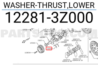 Nissan 122813Z000 WASHER-THRUST,LOWER