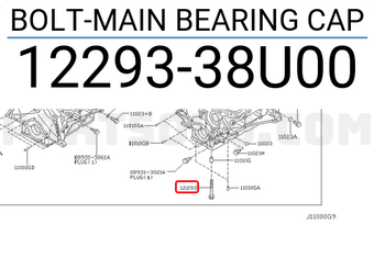 Nissan 1229338U00 BOLT-MAIN BEARING CAP