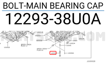 Nissan 1229338U0A BOLT-MAIN BEARING CAP