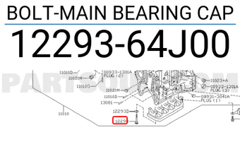 Nissan 1229364J00 BOLT-MAIN BEARING CAP