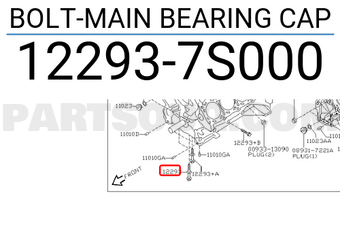 Nissan 122937S000 BOLT-MAIN BEARING CAP