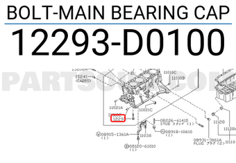 Nissan 12293D0100 BOLT-MAIN BEARING CAP