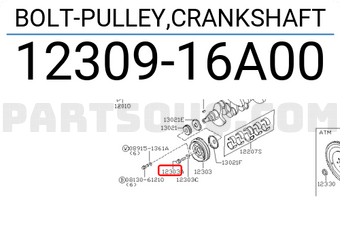Nissan 1230916A00 BOLT-PULLEY,CRANKSHAFT