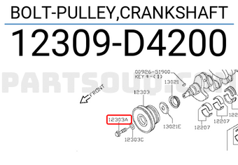 Nissan 12309D4200 BOLT-PULLEY,CRANKSHAFT