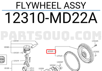 Nissan 12310MD22A FLYWHEEL ASSY