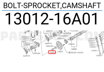 Nissan 1301216A01 BOLT-SPROCKET,CAMSHAFT