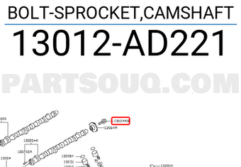 Nissan 13012AD221 BOLT-SPROCKET,CAMSHAFT