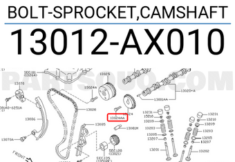 Nissan 13012AX010 BOLT-SPROCKET,CAMSHAFT