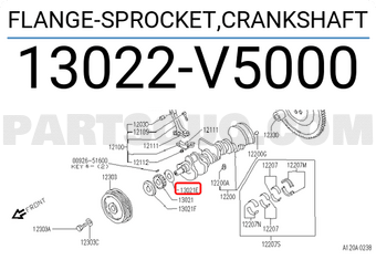Nissan 13022V5000 FLANGE-SPROCKET,CRANKSHAFT
