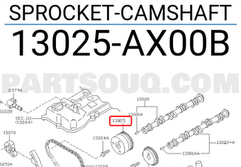 Nissan 13025AX00B SPROCKET-CAMSHAFT