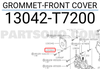 Nissan 13042T7200 GROMMET-FRONT COVER