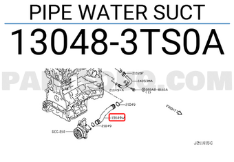 Nissan 130483TS0A PIPE WATER SUCT