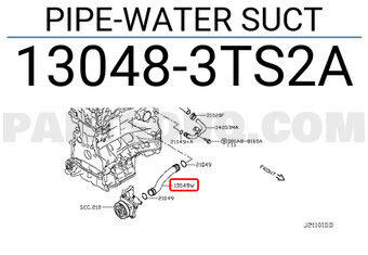 Nissan 130483TS2A PIPE-WATER SUCT
