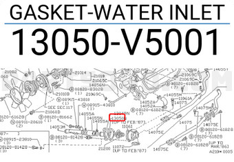 Nissan 13050V5001 GASKET-WATER INLET