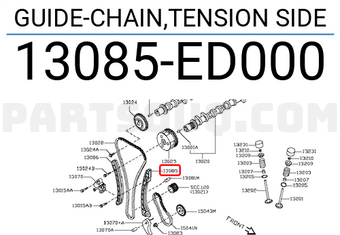 Nissan 13085ED000 GUIDE-CHAIN,TENSION SIDE