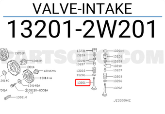 Nissan 132012W201 VALVE-INTAKE