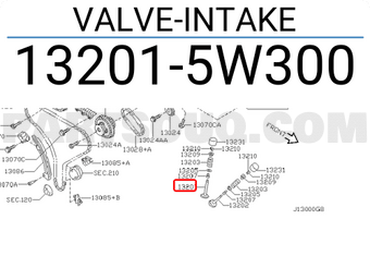 Nissan 132015W300 VALVE-INTAKE