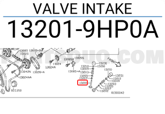 Nissan 132019HP0A VALVE INTAKE