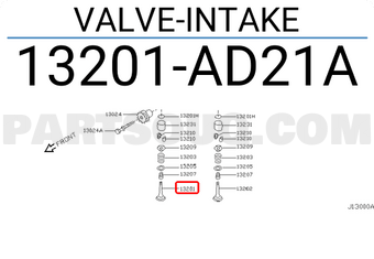 Nissan 13201AD21A VALVE-INTAKE
