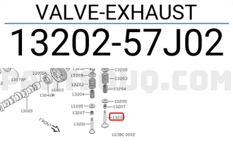 Nissan 1320257J02 VALVE-EXHAUST