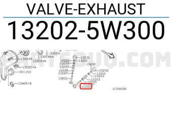Nissan 132025W300 VALVE-EXHAUST