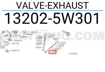 Nissan 132025W301 VALVE-EXHAUST