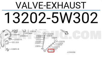 Nissan 132025W302 VALVE-EXHAUST