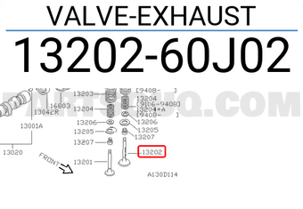 Nissan 1320260J02 VALVE-EXHAUST