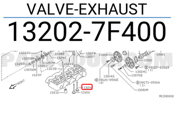 Nissan 132027F400 VALVE-EXHAUST