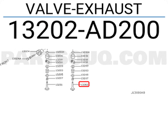 Nissan 13202AD200 VALVE-EXHAUST
