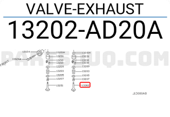 Nissan 13202AD20A VALVE-EXHAUST