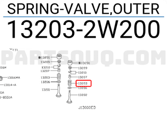 Nissan 132032W200 SPRING-VALVE,OUTER