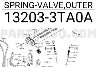 Nissan 132033TA0A SPRING-VALVE,OUTER