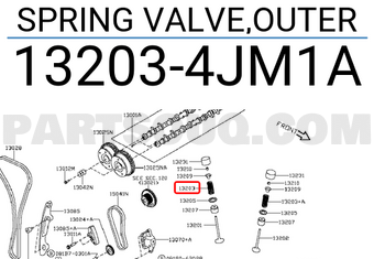 Nissan 132034JM1A SPRING VALVE,OUTER