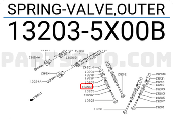 Nissan 132035X00B SPRING-VALVE,OUTER