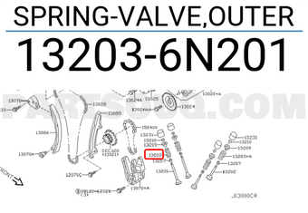 Nissan 132036N201 SPRING-VALVE,OUTER