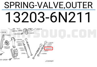 Nissan 132036N211 SPRING-VALVE,OUTER
