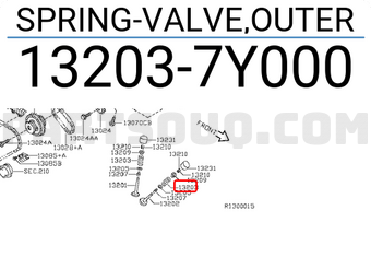 Nissan 132037Y000 SPRING-VALVE,OUTER