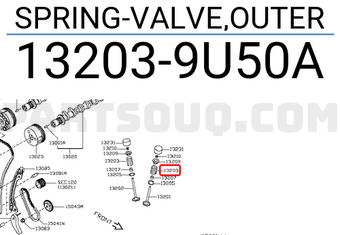 Nissan 132039U50A SPRING-VALVE,OUTER
