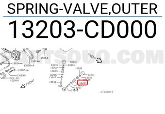 Nissan 13203CD000 SPRING-VALVE,OUTER