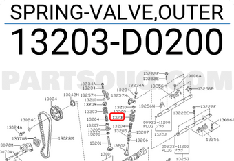 Nissan 13203D0200 SPRING-VALVE,OUTER
