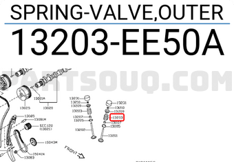 Nissan 13203EE50A SPRING-VALVE,OUTER
