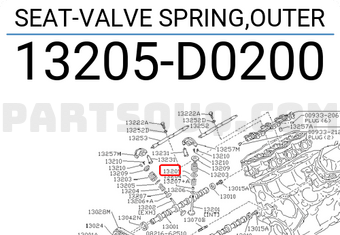 Nissan 13205D0200 SEAT-VALVE SPRING,OUTER