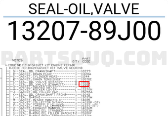 Nissan 1320789J00 SEAL-OIL,VALVE